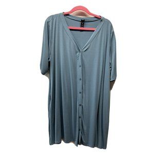 Agnes & Dora Womens XXXL 3X  Blue button down tunic flowy Dress Modal pockets